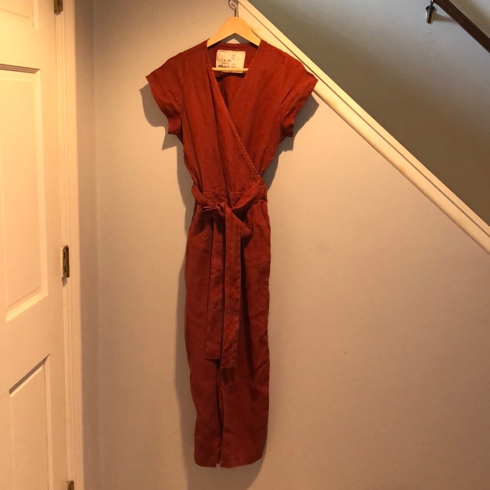 Not perfect linen - rust wrap romper